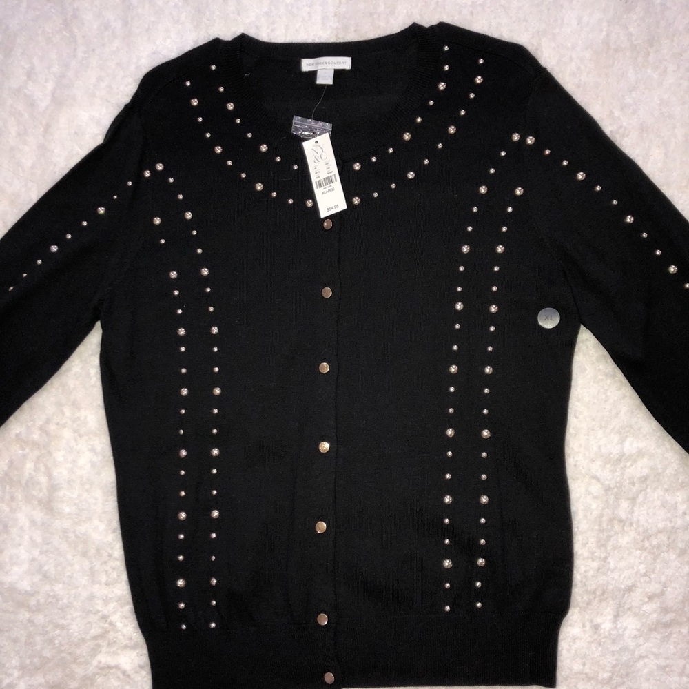 New York & Company Black Embellished Cardigan
